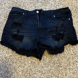 black jean shorts